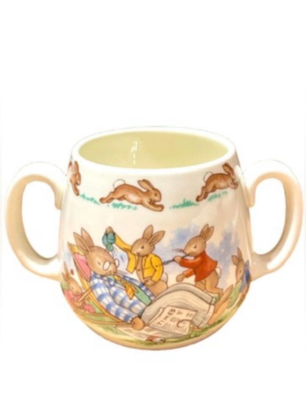 Vintage Royal Doulton Bunnykins Double Handled Bone China Mug Disturbing Father